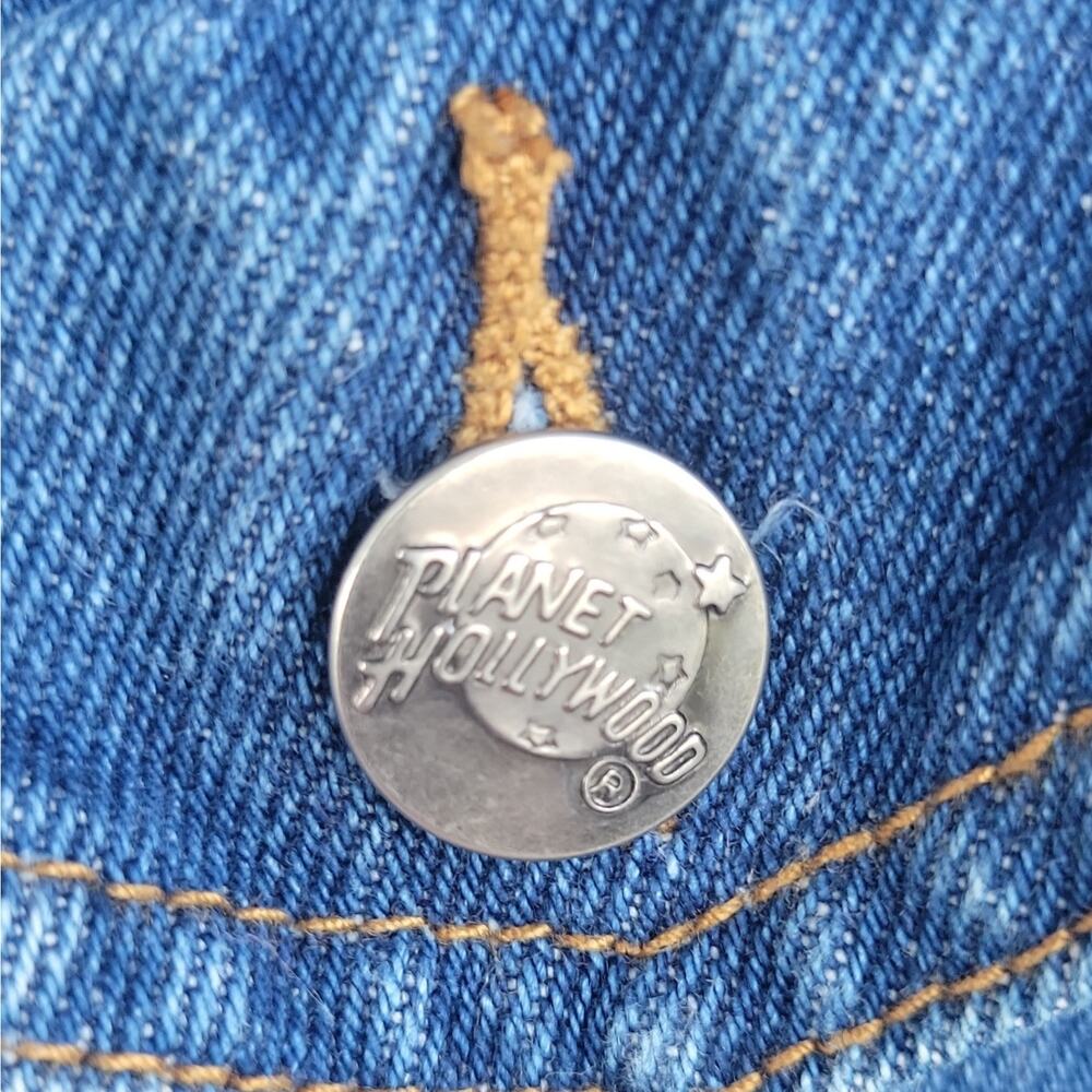 Vintage 90s Planet Hollywood St. Louis Denim Trucker Jacket Embroidered Logo - Picture 4 of 10